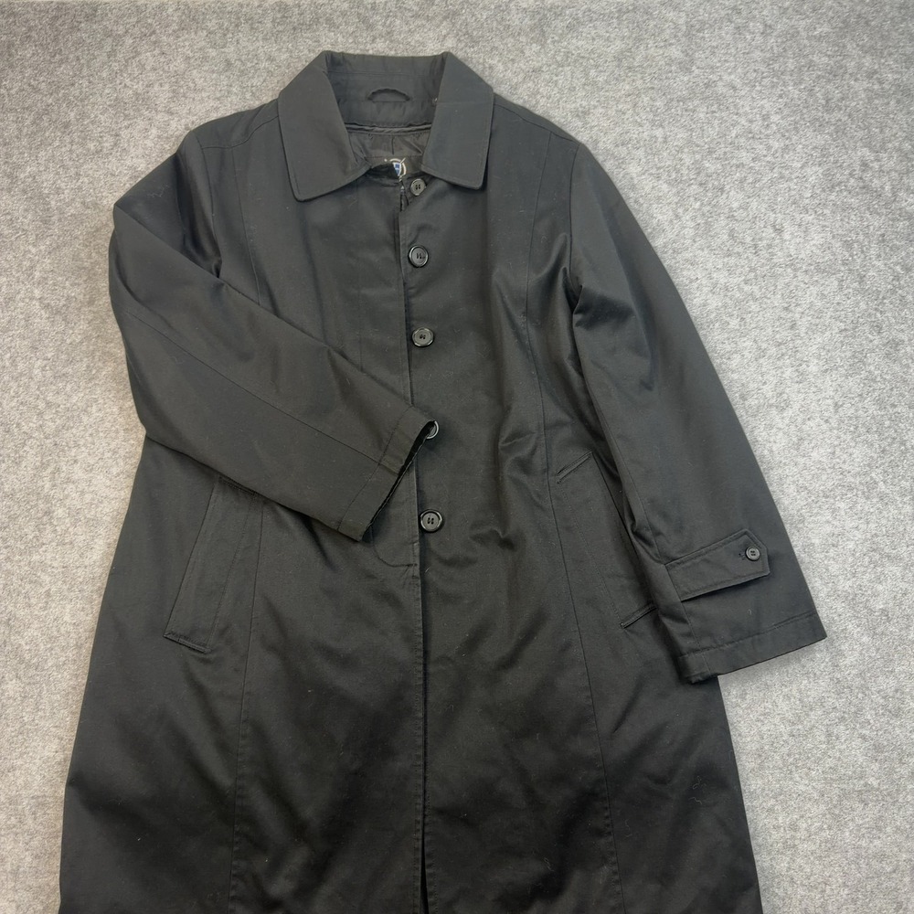 William Wallace Men's Trench Coat Black Large Thinsulate Lined Button Collared